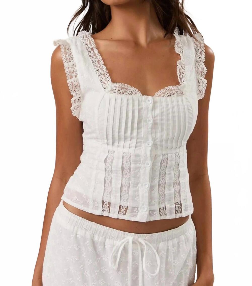 NEW LE LIS juliette eyelet lace tank top in white